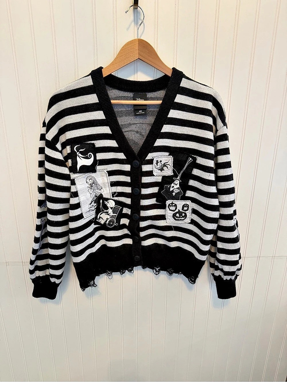 Disney The Nightmare Before Christmas Character Patch Stripe Cardigan